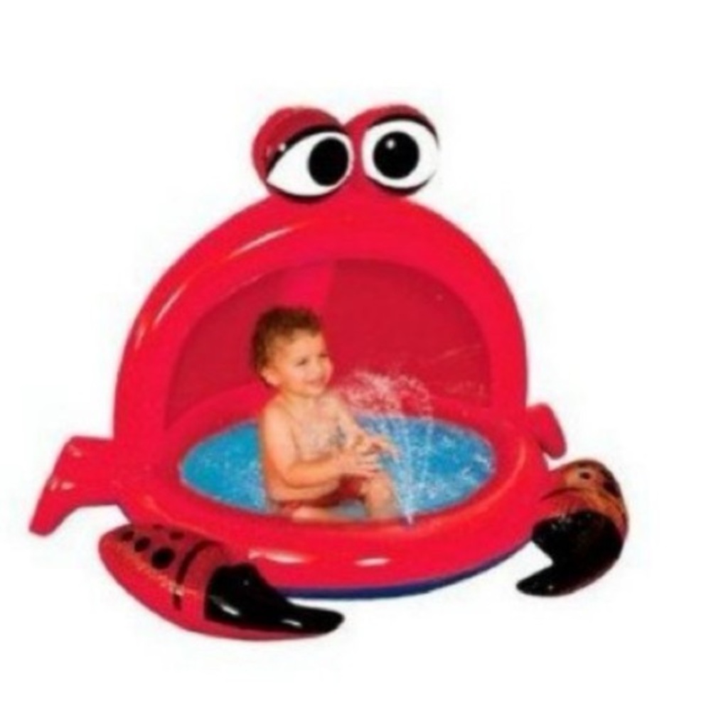 Banzai Crazy Crab Spray Kiddie Pool Red Silly Sprinkling Canopy 55 x 40 x 36 PVC